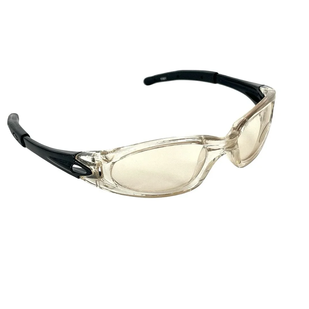 Y2K Wraparound Sunglasses Clear Champagne Amber Lens Sport Cyber UV400